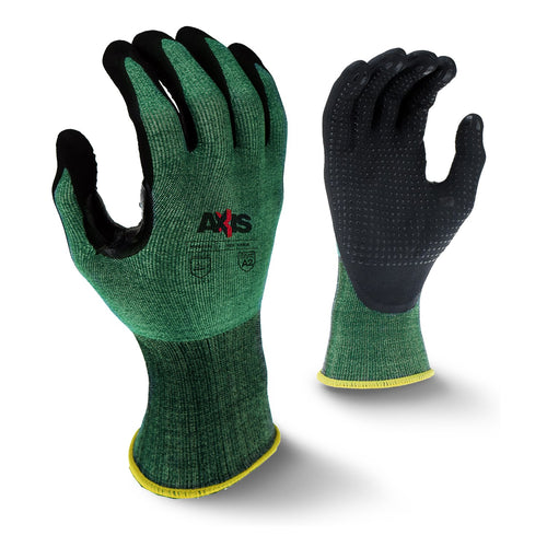 Radians RWG538 Axis Cut Protection Foam Nitrile Coated Glove with Dotted Palm, Cut Protection Level A2, Large (Pack of 1)
