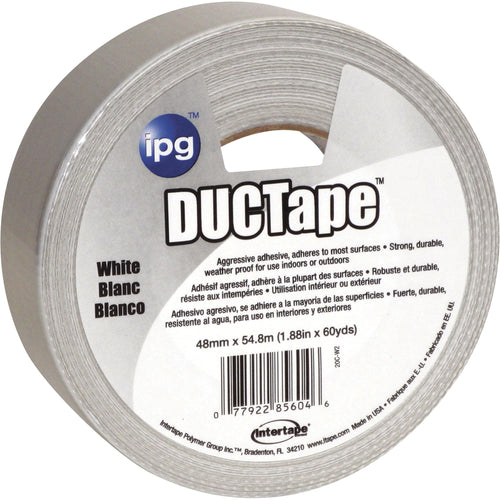 IPG (20C-W2) JobSite DUCTape, Colored Duct Tape, 1.88" x 60 yd, White (Single Roll)