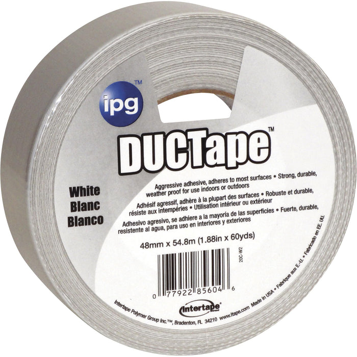 IPG (20C-W2) JobSite DUCTape, Colored Duct Tape, 1.88" x 60 yd, White (Single Roll)