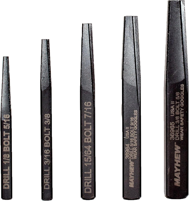 Mayhew Tools 37332 Screw Extractor Set, 5-Piece, Black Oxide Finish