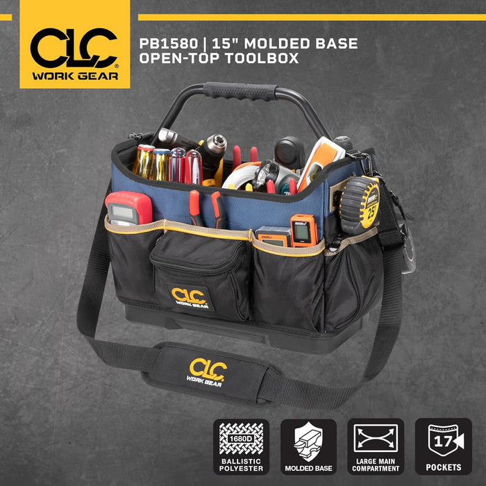 CLC Work Gear PB1580 15" Molded Base Open-Top Toolbox, Black