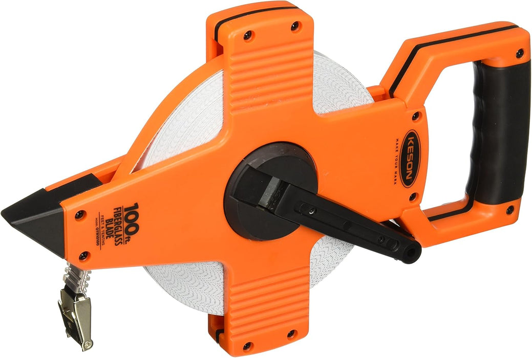 Keson - OTR-10-100 OTR10100 Open Reel Fiberglass Tape Measure Reel (Graduations: 1/10, 1/100), 100-Foot