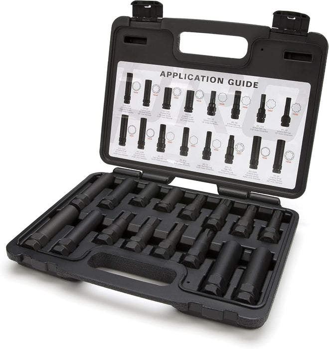 Steelman Pro 78537 16-Piece Locking Lug Nut Master Key Set for Auto Mechanics Variety of Spline Star and Hex Style Keys, Thin-Walled/Extra-Long Lug Keys, Double-Hex Heads