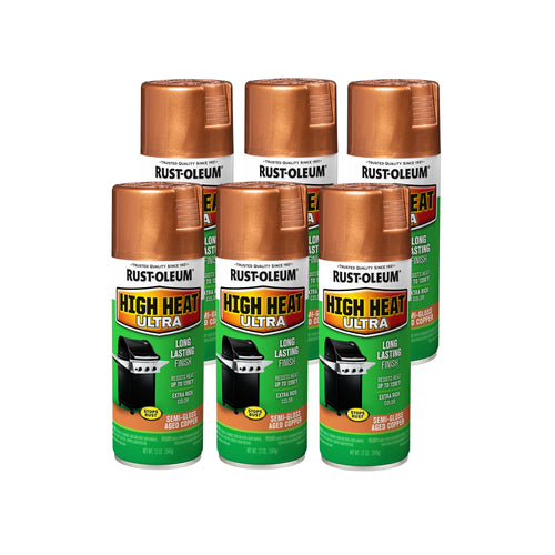 Rust-Oleum 241232 High Heat Ultra Spray Paint, 12 oz, Aged Copper (Pack of 6)