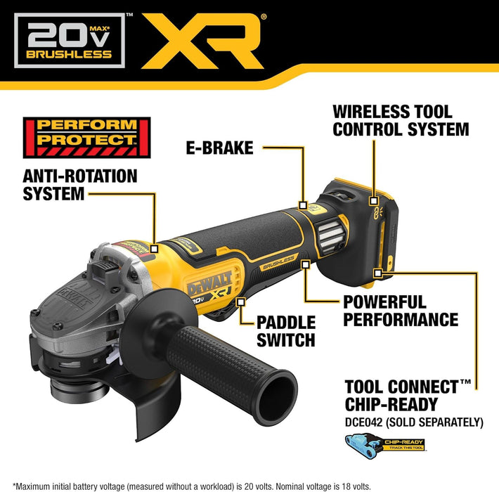 DEWALT DCG410VSB 20V MAX XR 4-1/2 in. - 5 in. Brushless Variable Speed Paddle Switch Grinder (Tool Only)