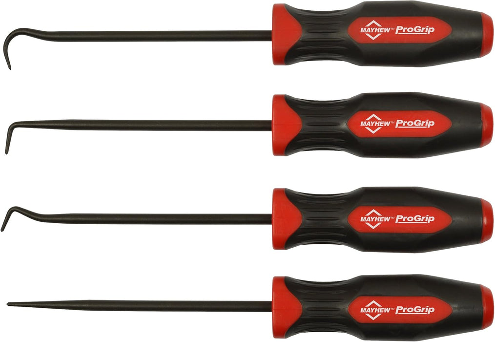 Mayhew Tools 13094 ProGrip 4-Piece Hook and Pick Set, Black Oxide