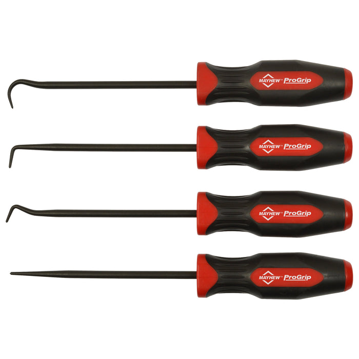 Mayhew Tools 13094 ProGrip 4-Piece Hook and Pick Set, Black Oxide