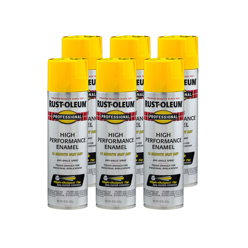 Rust-Oleum 7543838 Professional High Performance Enamel Spray Paint, 15 Oz, Gloss Safety Yellow (Pack of 6)