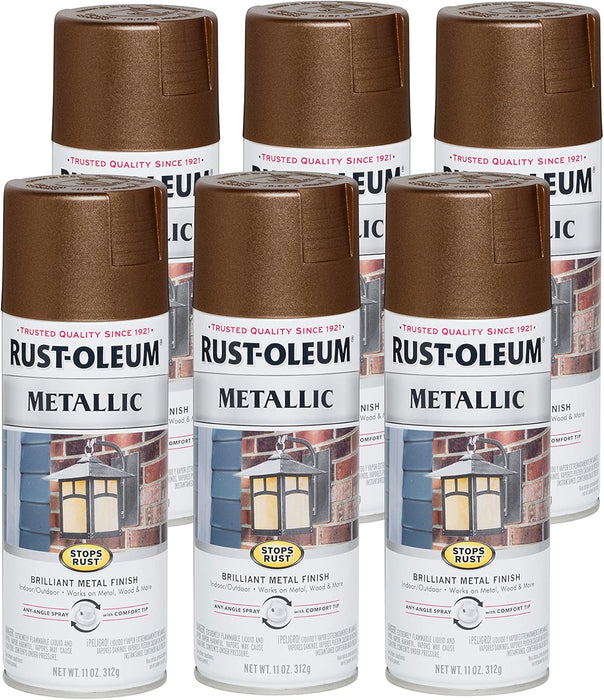 Rust-Oleum 286525 Stops Rust Metallic Spray Paint, 11 oz, Dark Copper (Pack of 6)