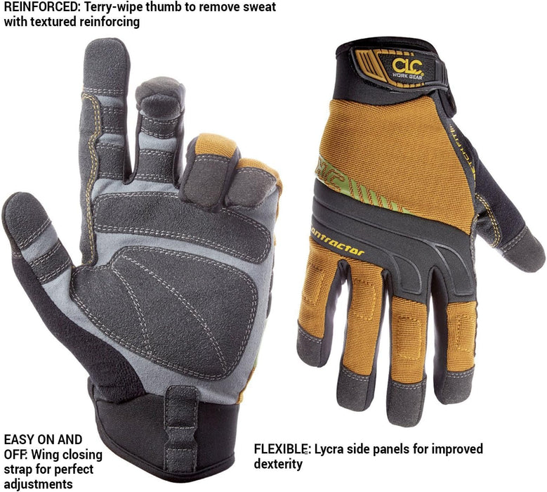 Custom Leathercraft 160M Contractor XtraCoverage Flex Grip Work Gloves, Medium (Pack of 1)
