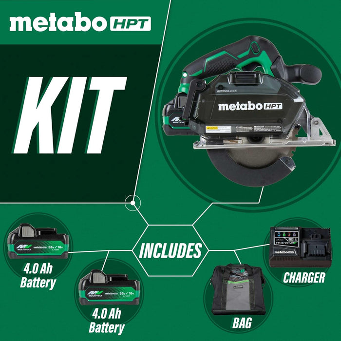 Metabo HPT 18V MultiVolt Cordless Circular Saw Kit | 5-3/8-Inch Metal Cutting Saw | Lifetime Tool Warranty | CD1805DB