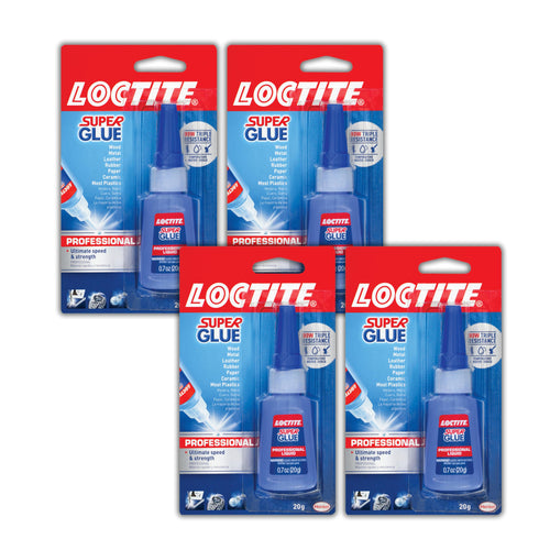 Loctite 1365882 Super Glue Liquid Professional, Clear Cyanoacrylate Adhesive Instant Glue, Quick Dry - 0.14 fl oz Bottle (Pack of 4)