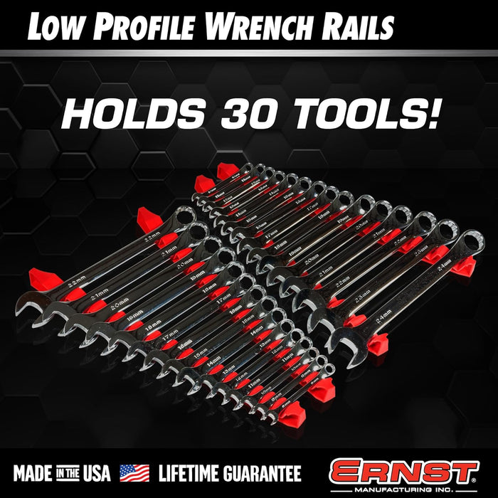 Ernst Manufacturing 6050 No-Slip Low-Profile Wrench Rail Set, 30 Tool, Red