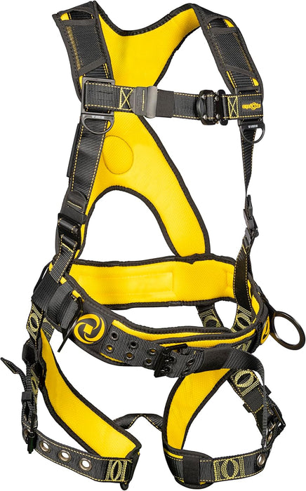 Guardian (21032) Cyclone Construction Harness with Waist Pad, Side D-Rings, OSHA & ANSI Compliant, Black/Yellow, XX-Large Harness
