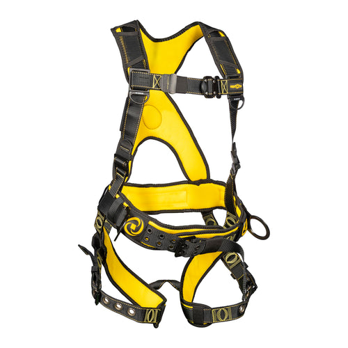 Guardian (21032) Cyclone Construction Harness with Waist Pad, Side D-Rings, OSHA & ANSI Compliant, Black/Yellow, XX-Large Harness