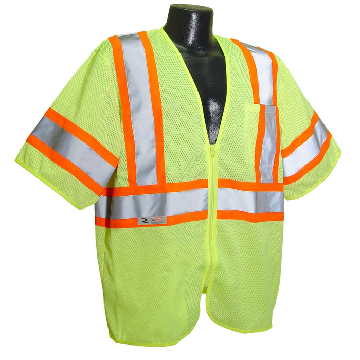 Radians SV22-3ZGM-L Polyester Mesh Economy Class-3 Safety Vests with Two Tone Trim, Large, Green