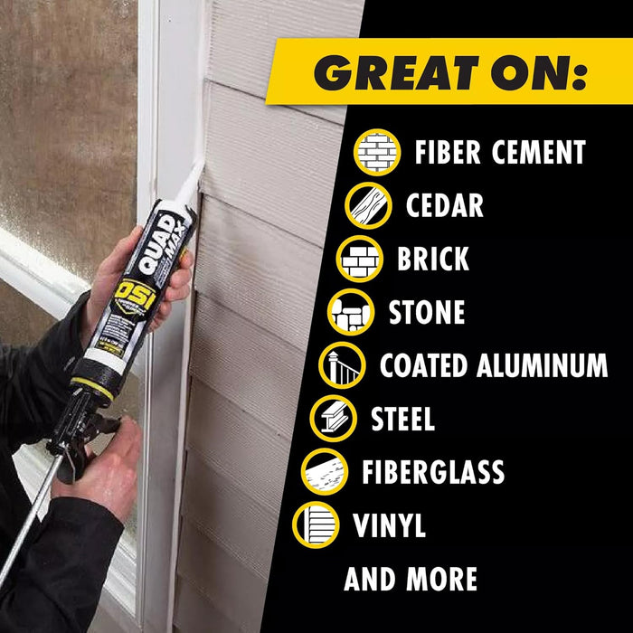 OSI 2445634 Quad Max Window, Door and Siding Sealant, Clear, 9.5 fl oz Cartridge (Pack of 12)