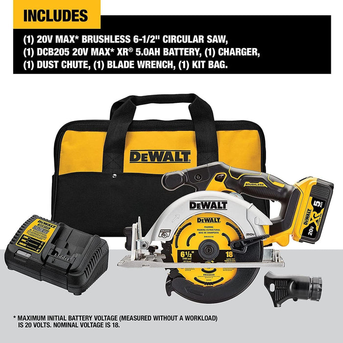 DEWALT DCS565P1 20V MAX Circular Saw, 6-1/2-Inch, Cordless, Battery and Charger Included