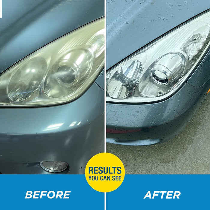 Rain-X 610200 2-Step Headlight Restorer Kit, Restores Clarity of Headlights Preventing Oxidation & Discoloration, Quick & Effective in Just 15 Mins with No Tools or Tape Required