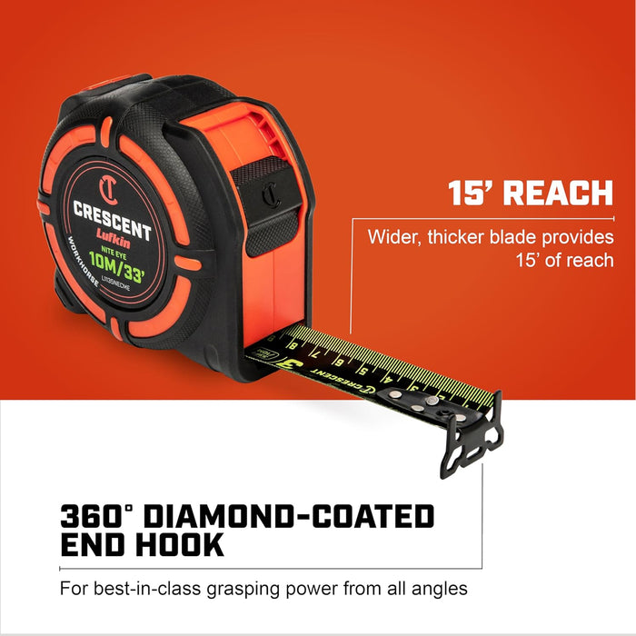 Crescent Lufkin 25 Ft. WORKHORSE NITE EYE Tape Measure - L1125NE
