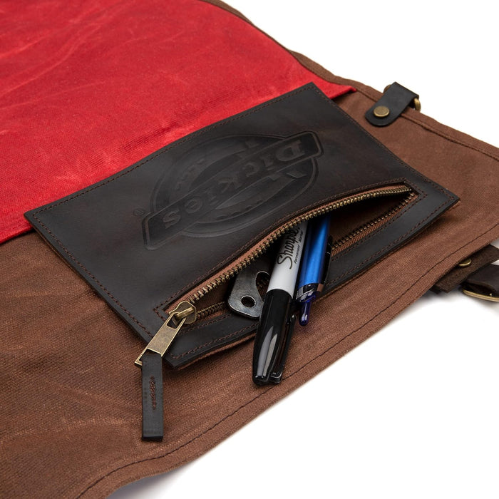 Dickies 57123 Chef Knife Roll Bag Portable Organizer and Cutlery Storage Roll, Waxed Canvas and Leather