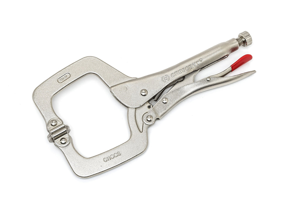 Crescent C6CCSVN 6" Locking C-Clamp with Swivel Pads, Carded, Red