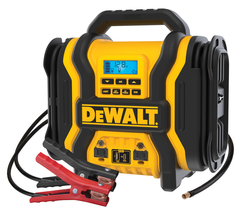 DEWALT DXAEPS14-Type2 2000 Peak Battery Amp 12V Automotive Battery Booster Jump Starter/Power Station with 120 PSI Compressor, 500W AC Power Inverter, and 15W USBa & 25W USB Ports 2000 Amp