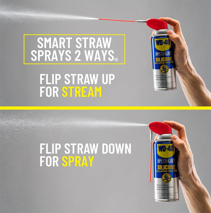 WD-40 Specialist Silicone Lubricant with Smart Straw, Sprays 2 Ways, 11 oz (Pack of 6)