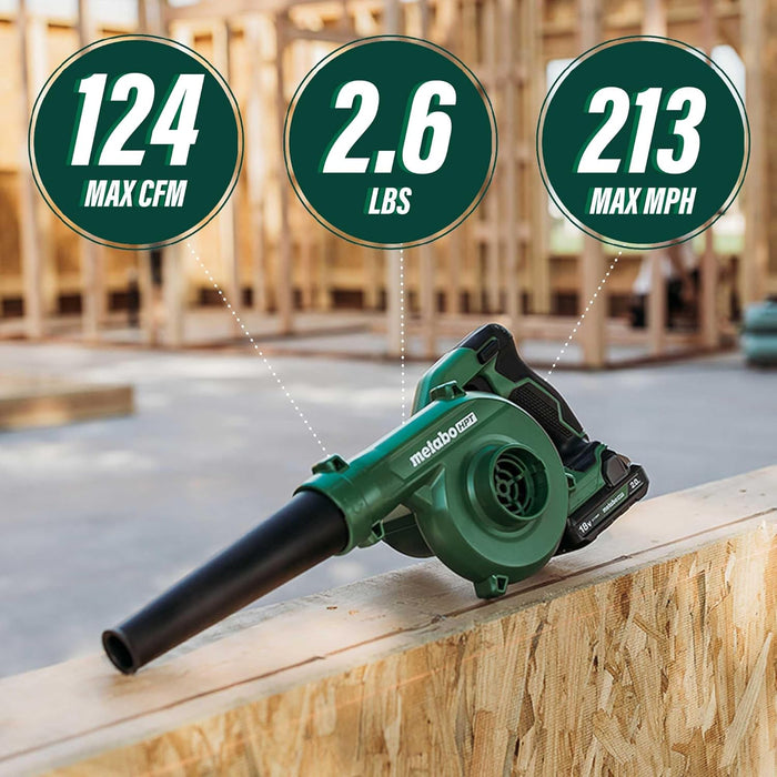Metabo HPT RB18DCQ4 18V MultiVolt Cordless Compact Blower, Powerful 124 CFM Air Volume, Maximum Air Velocity 213 MPH, Lightweight Design, Variable Speed Trigger, Lock-On Switch, Tool Body Only