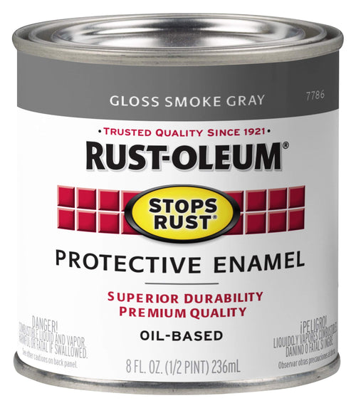 Rust-Oleum 7786730 Stops Rust Brush On Paint, Half Pint, Gloss Smoke Gray, 8 Fl Oz (Pack of 1)