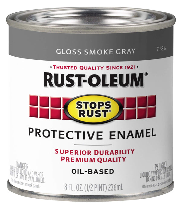 Rust-Oleum 7786730 Stops Rust Brush On Paint, Half Pint, Gloss Smoke Gray, 8 Fl Oz (Pack of 1)