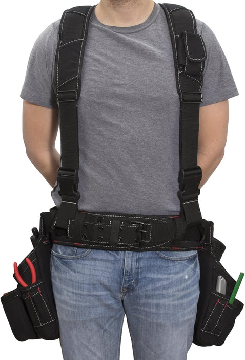 Dickies 57077 4-Piece Carpenter's Work Rig, Padded Tool Belt Suspenders, Cooling Mesh, Leather Tool Belt, Steel Buckle