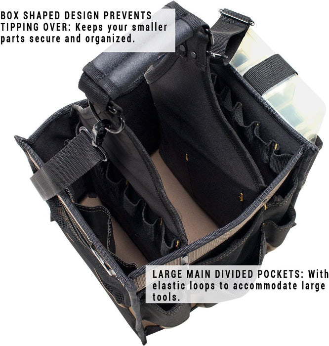 CLC Custom LeatherCraft 1528 Large Electrical and Maintenance Tool Carrier, Black 11-Inch Toolbox