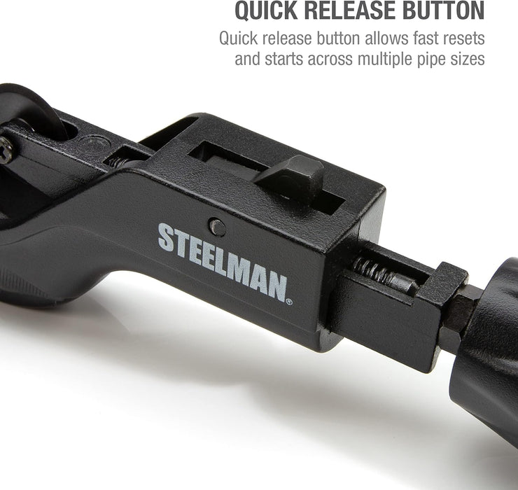 Steelman 42567 Metal Pipe and Tube Feed Cutter, Cuts 1-5/8-inch Tube Including Copper, Brass, Aluminum, ABS, and PVC, Die Cast Steel Body, Hardened Steel Blades