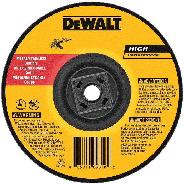 DEWALT DW8424H Metal Cutting Wheel 4-1/2" x .045" x 5/8" Type 27 Cut Off Wheel, High Performance Thin .045" Metal Stainless Cutting