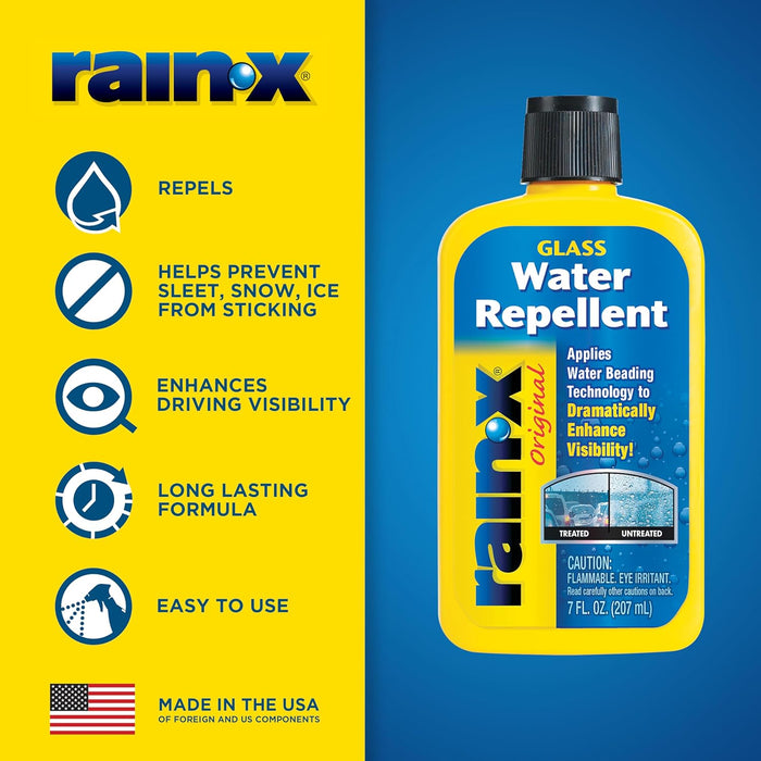 Rain-X 800002243 Exterior Glass Treatment To Dramatically Improve Wet Weather Driving Visibility, Squeeze Bottle, 7 Fl Oz (Pack of 1)