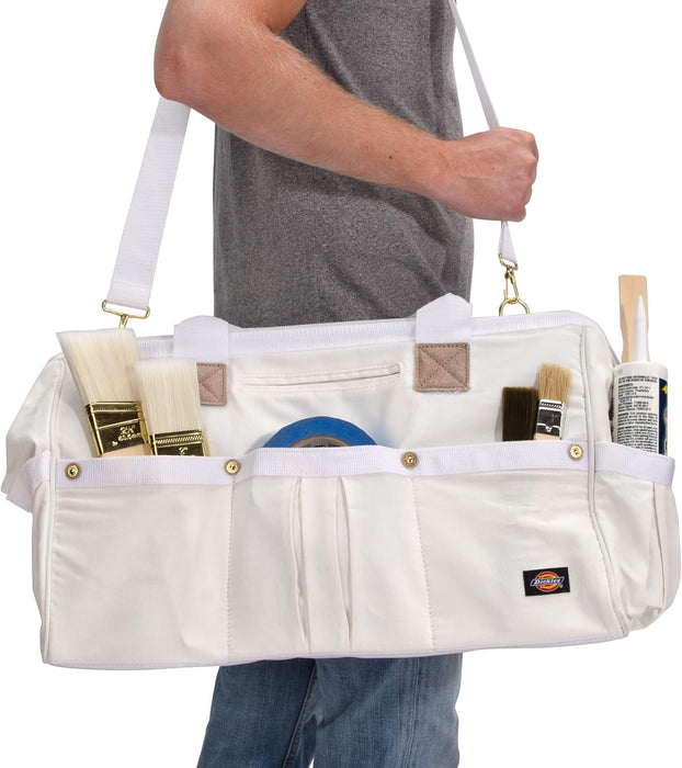 Dickies 57041 20-Inch Durable Canvas Work Bag for Painters, Carpenters, and Builders, Heavy-Duty Zipper, Reinforced Handles, Exterior Pockets, Shoulder Strap