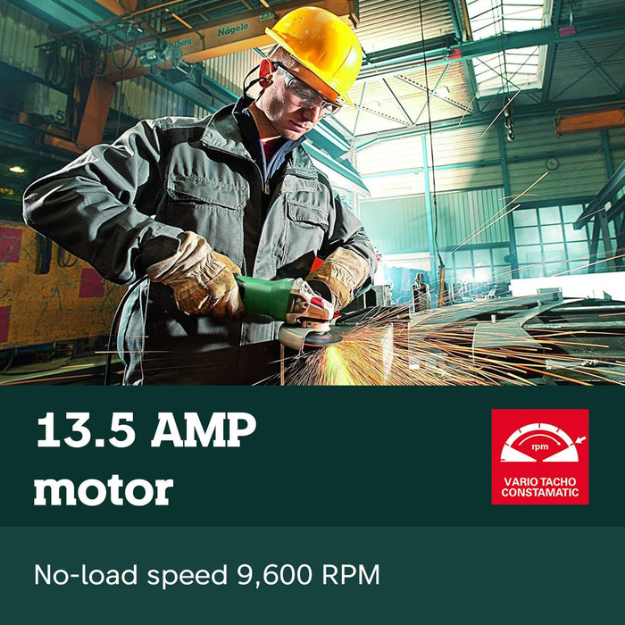 Metabo 6-Inch Angle Grinder | 13.5 Amp | 9,600 RPM | Electronics | Non-locking Paddle Switch | WEP 15-150 Quick