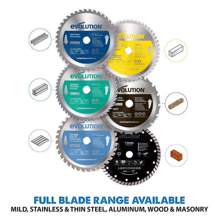 Evolution Power Tools 185BLADEST Steel Cutting Saw Blade, 7-1/4-Inch x 40-Tooth , Blue