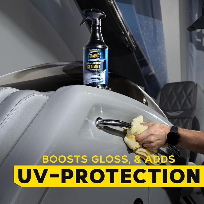 Meguiar's Marine & RV Hybrid Ceramic All Surface Sealant - Premium Fiberglass and Gel Coat Sealant that Boosts Gloss, Beading & Protection from UV Damage - Easy to Apply and Wipe Off, 32 Oz Spray