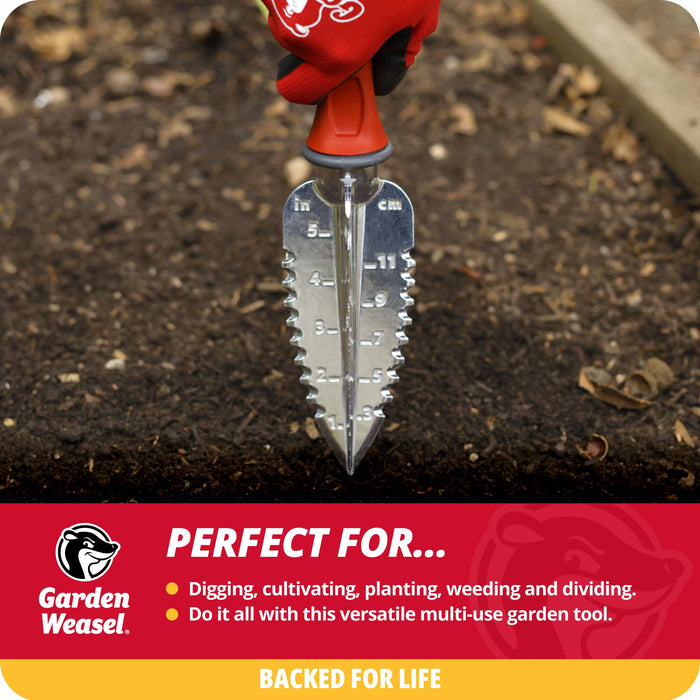 Garden Weasel Multi-Use Transplanter | Dig, Cultivate, Plant, Weed | Planting and Gardening Hand Digging Tool, Heavy Duty Trowel, Mini Gardening Shovel