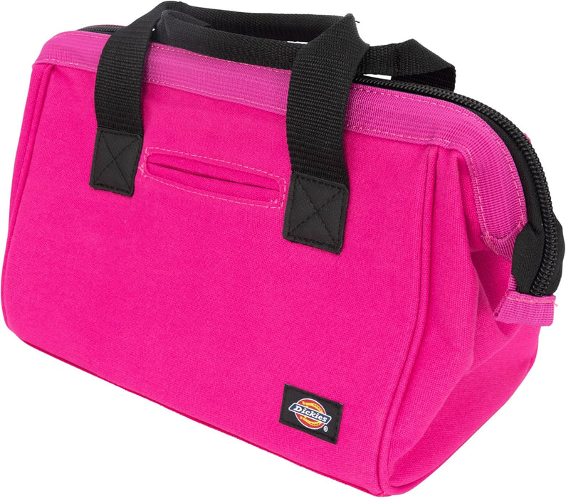 Dickies 57148 12-Inch Durable Canvas Work Bag for Painters, Carpenters, and Builders, Heavy-Duty Zipper, Reinforced Handles, Pink