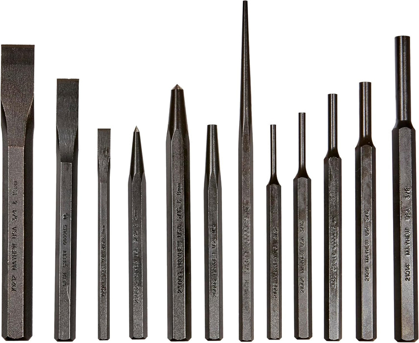 Mayhew Tools 66258 Punch & Chisel Set (Metric), 12 piece, multi, one size