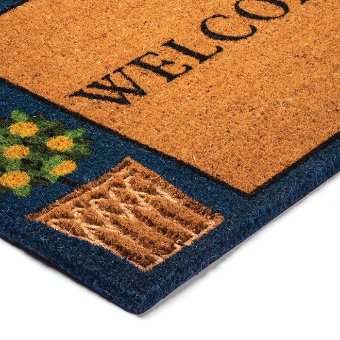 Notrax Welcome Topiary, Vinyl-Backed Natural Coir Doormat, Entry Mat for Indoor or Outdoor Use, 18"x30", C12 (C12S1830TW)