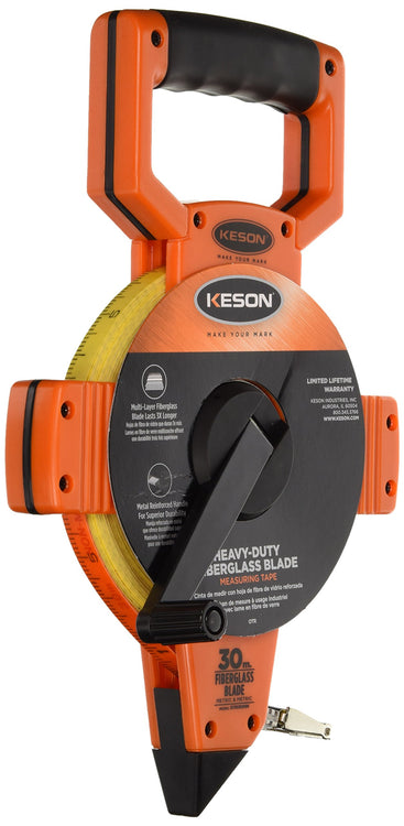 Keson OTR30MM Open Reel Fiberglass Tape Measure Reel (Graduations: 5mm & 2mm), 30-Meter