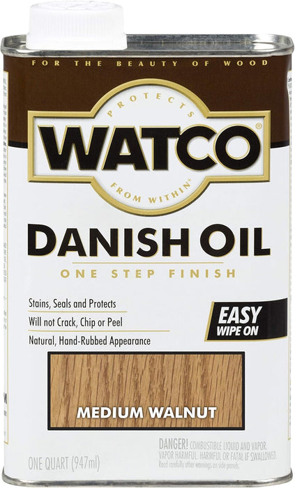 Rust-Oleum Watco A65941 Danish Oil Wood Finish, Quart, Medium Walnut