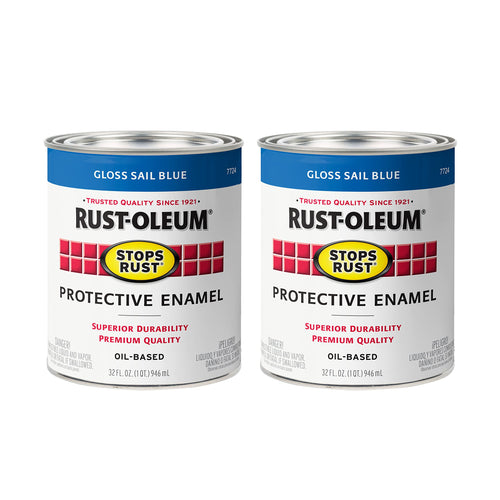 Rust-Oleum 7724502 Stops Rust Brush On Paint, Quart, Gloss Sail Blue (Pack of 2)