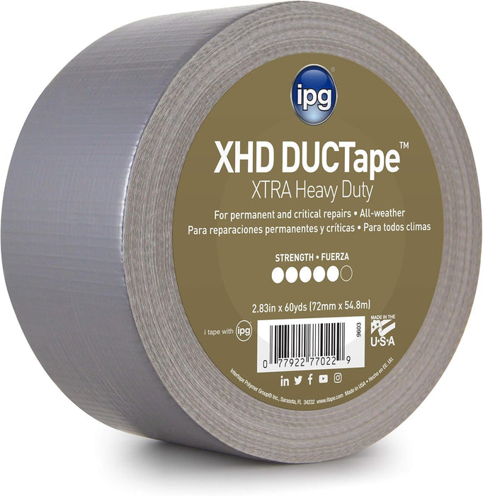IPG XHD DUCTape, Extra Heavy Duty Duct Tape, 2.83" x 60 yd, Silver (Single Roll)