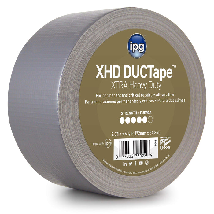 IPG XHD DUCTape, Extra Heavy Duty Duct Tape, 2.83" x 60 yd, Silver (Single Roll)