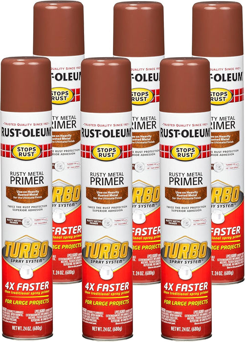 Rust-Oleum 353346 Stops Rust Turbo Spray System Rusty Metal Primer Spray, 24 oz (Pack of 6)